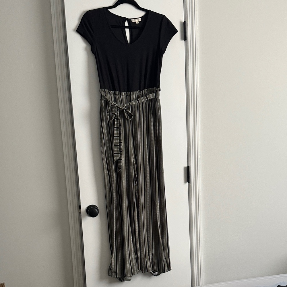 Ultra Flirt Black Jumpsuit with Stripes